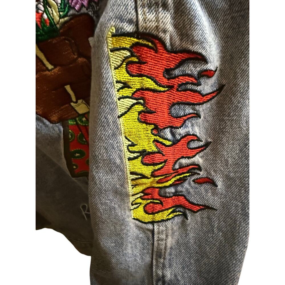 Forever 21 Embroidered Denim Jacket, Ron Bass Patches, Freedom, Peace, Size 3XL - Picture 13 of 13